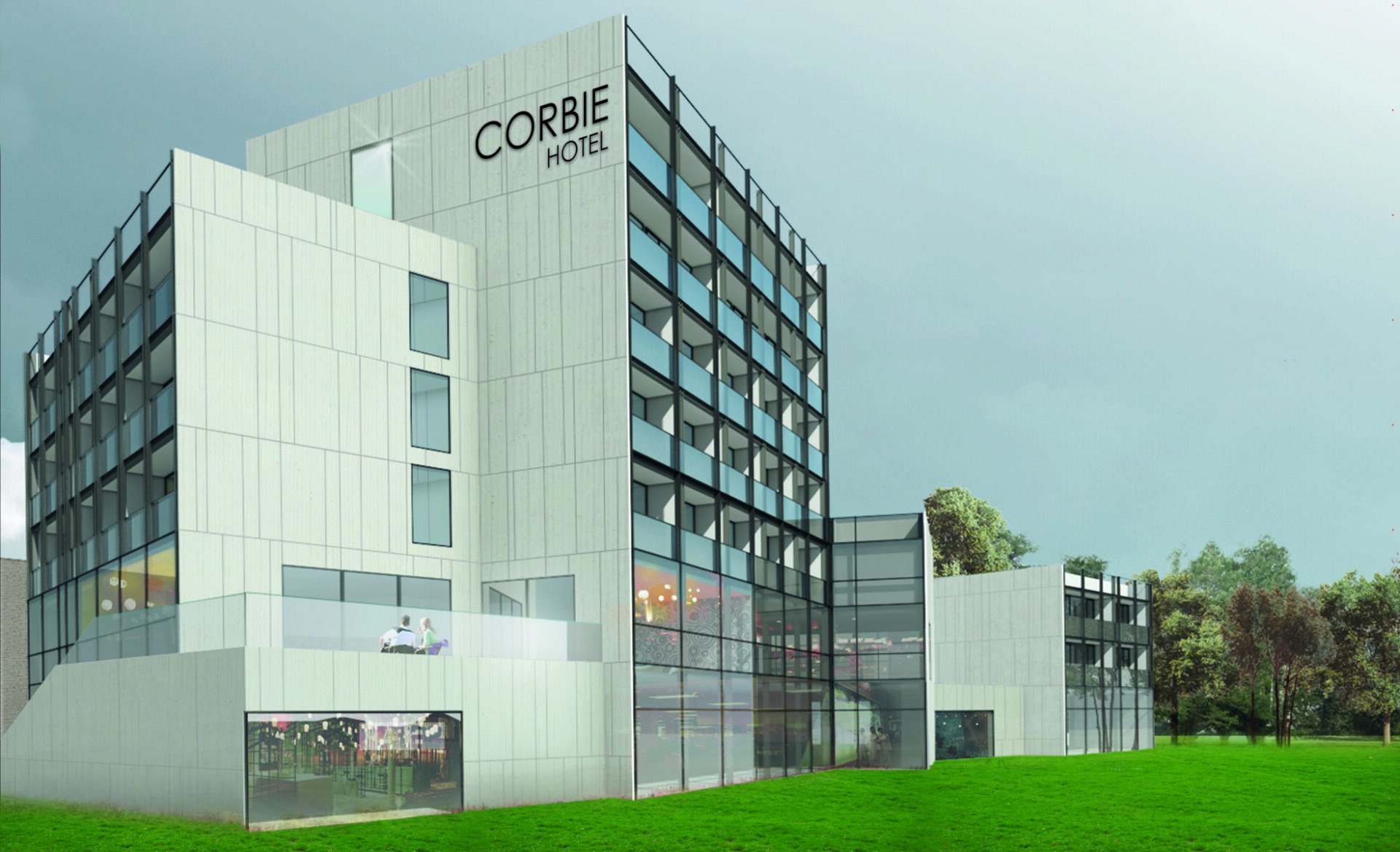Bouwfase van het Corbi Hotel in Lommel.